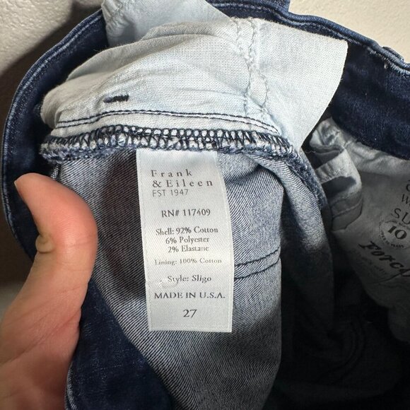 Frank & Eileen Sligo Easy Fit Skinny Jean In Medium Wash Raw Hem Size 27 - Picture 11 of 13